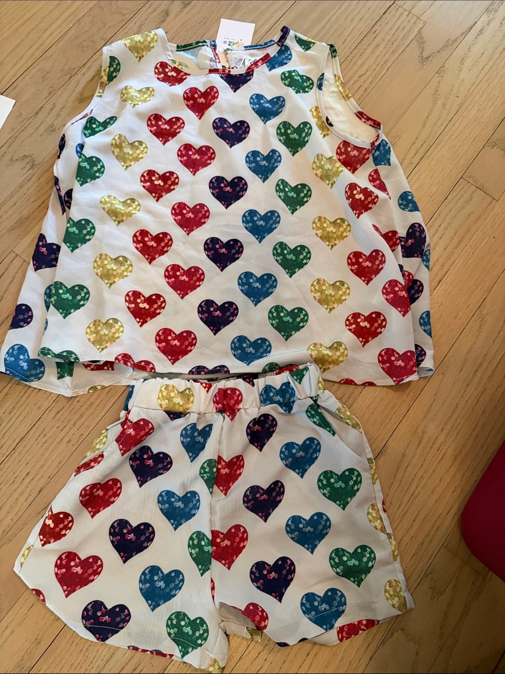 Lola + The Boys Rainbow Hearts Multi Short Set - Multi